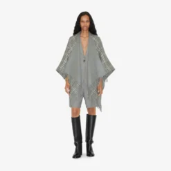 Check Wool Reversible Cape