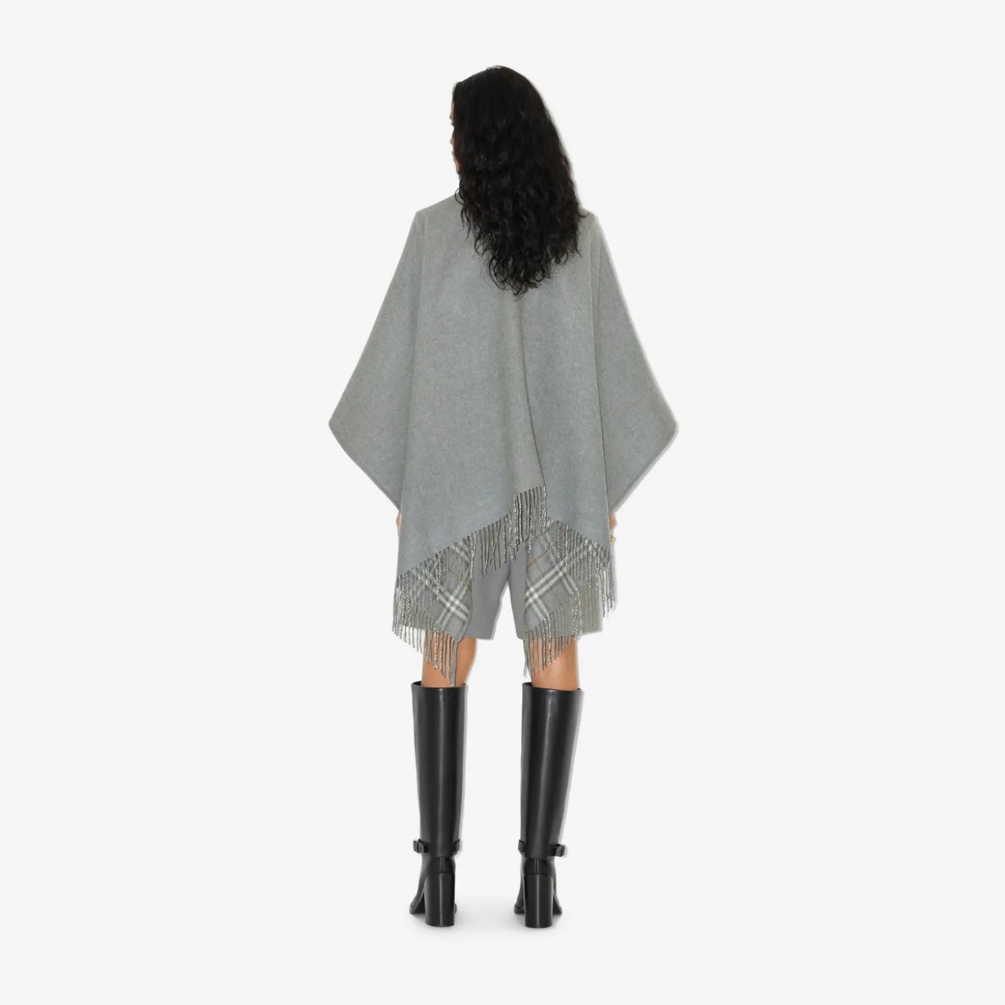 Check Wool Reversible Cape
