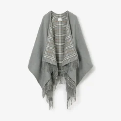Check Wool Reversible Cape