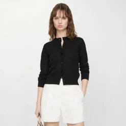 Check Wool Silk Cardigan