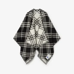 Check Wool Silk Cashmere Cape