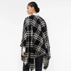 Check Wool Silk Cashmere Cape