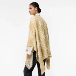 Check Wool Silk Cashmere Cape