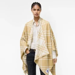 Check Wool Silk Cashmere Cape