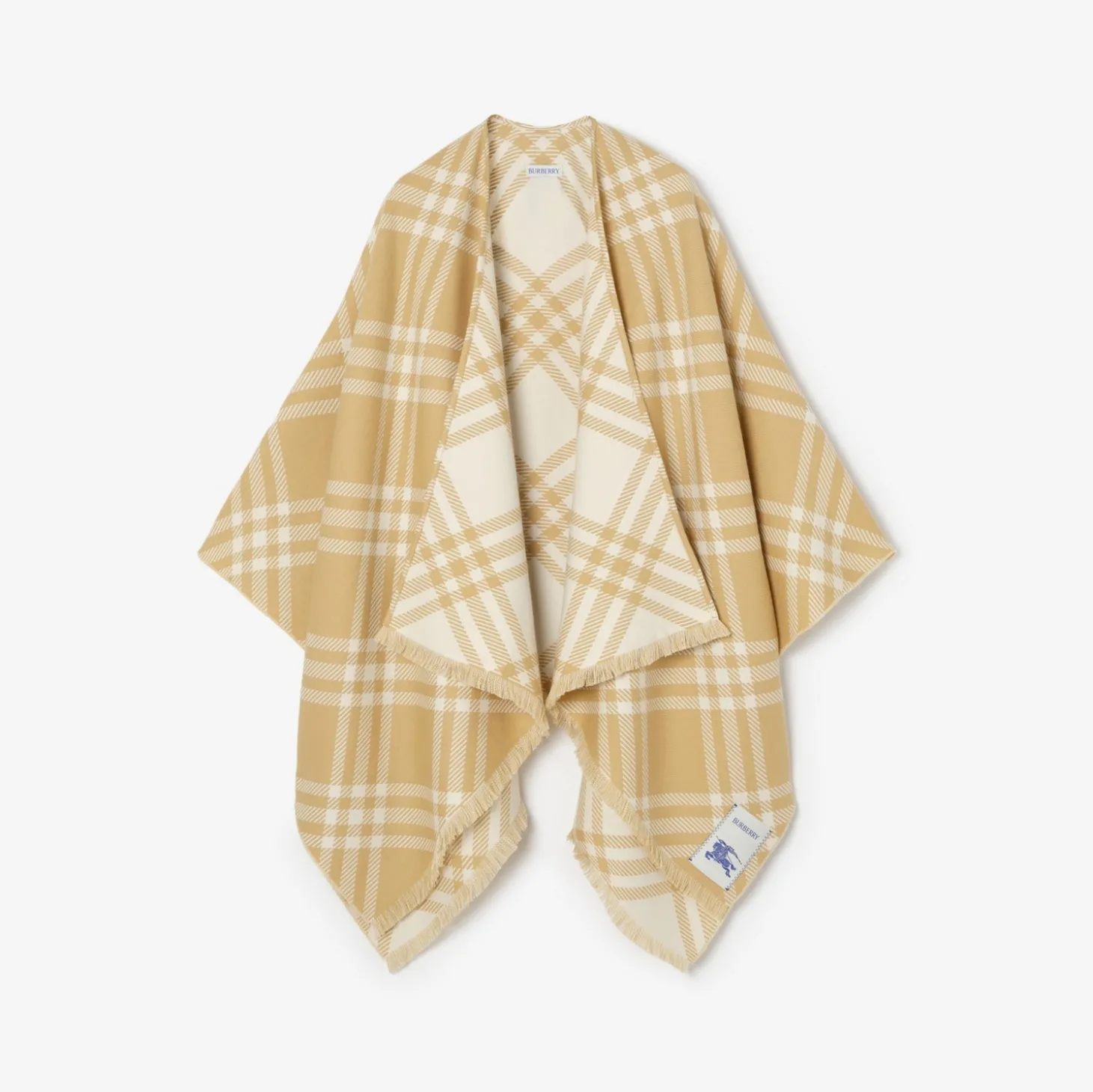 Check Wool Silk Cashmere Cape