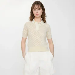 Check Wool Silk Polo Shirt