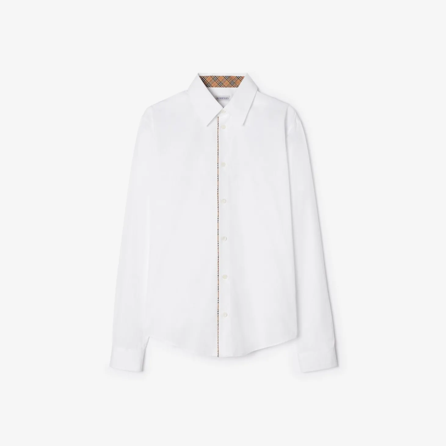 Classic Fit Check Piping Cotton Poplin Shirt