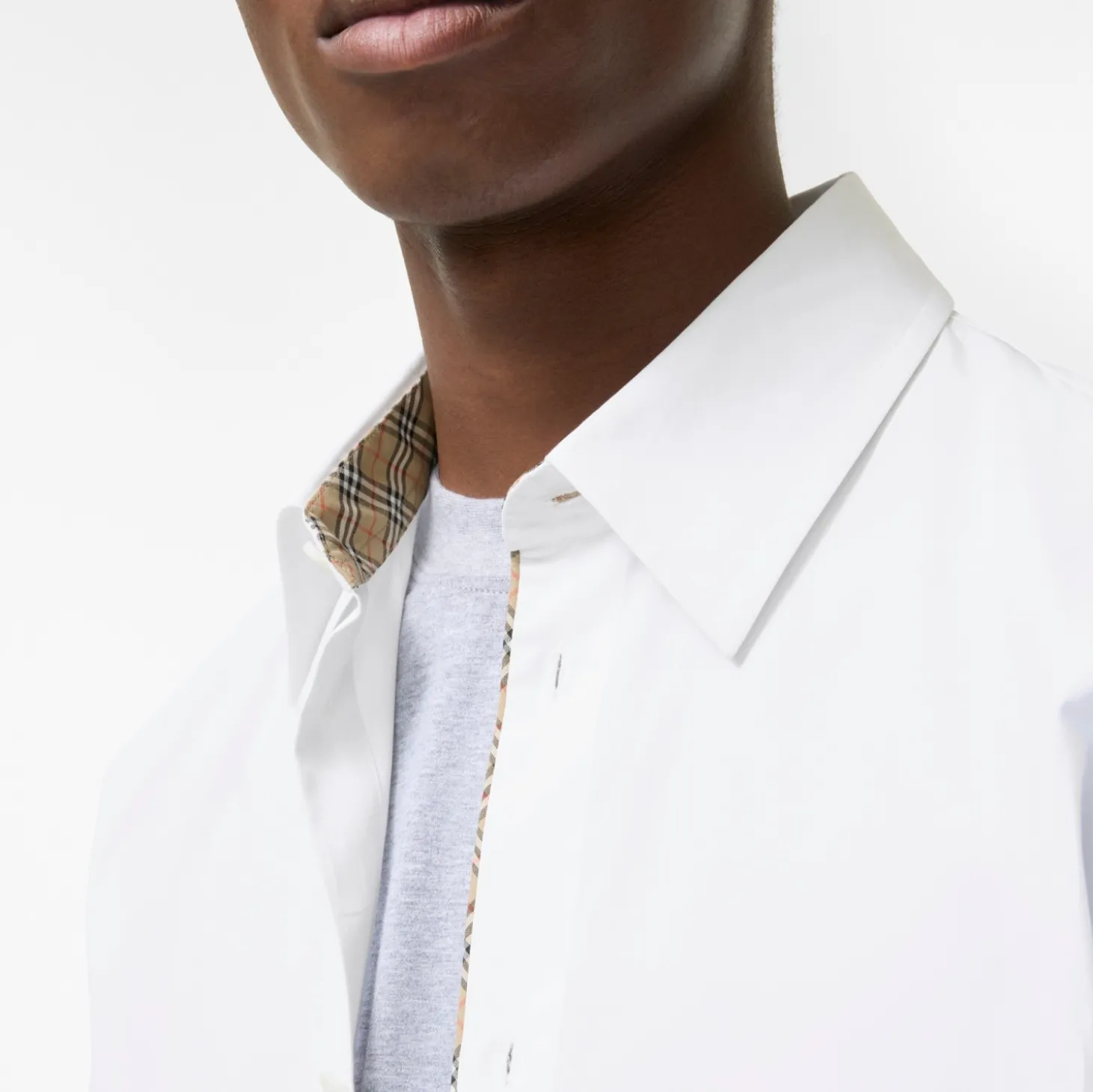 Classic Fit Check Piping Cotton Poplin Shirt