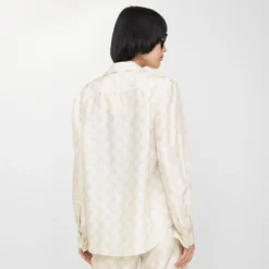 Classic Fit Knight Checkerboard Silk Shirt