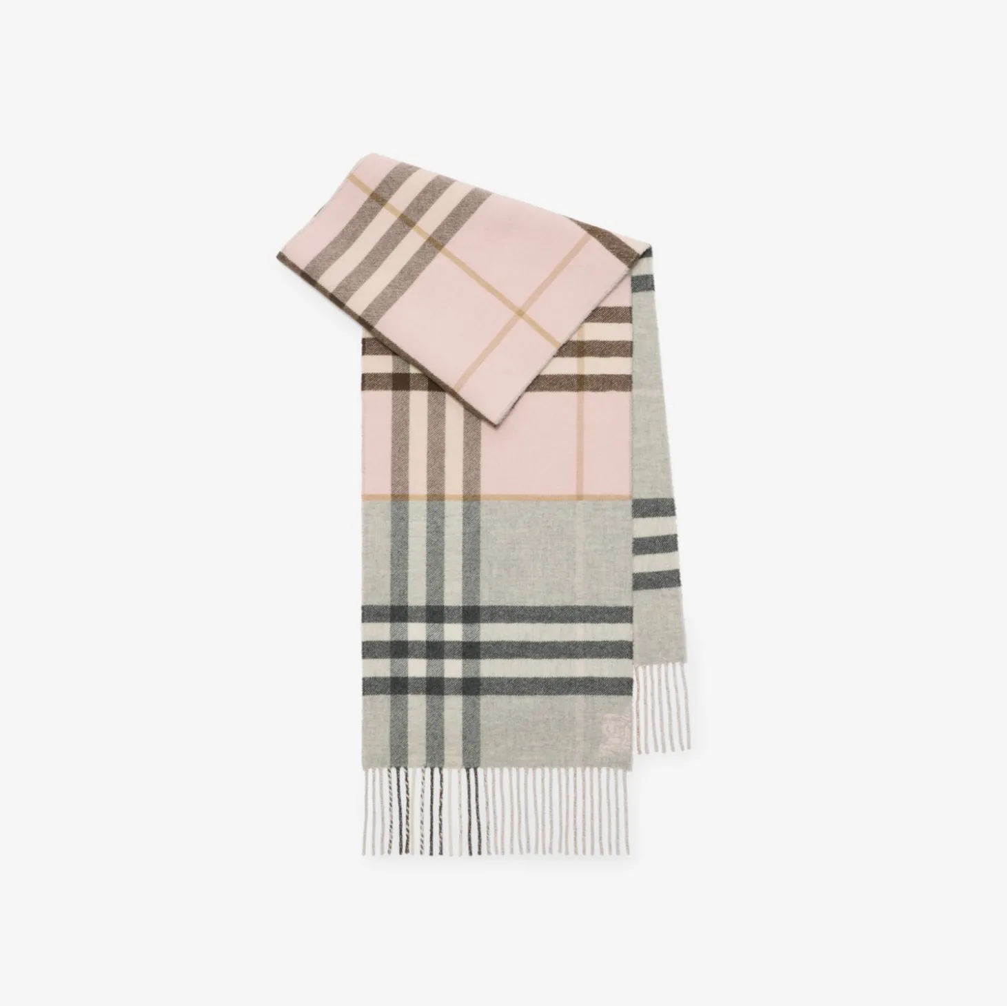 Contrast Check Cashmere Scarf