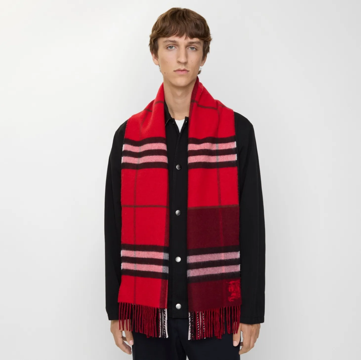 Contrast Check Cashmere Scarf