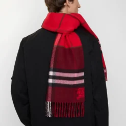 Contrast Check Cashmere Scarf