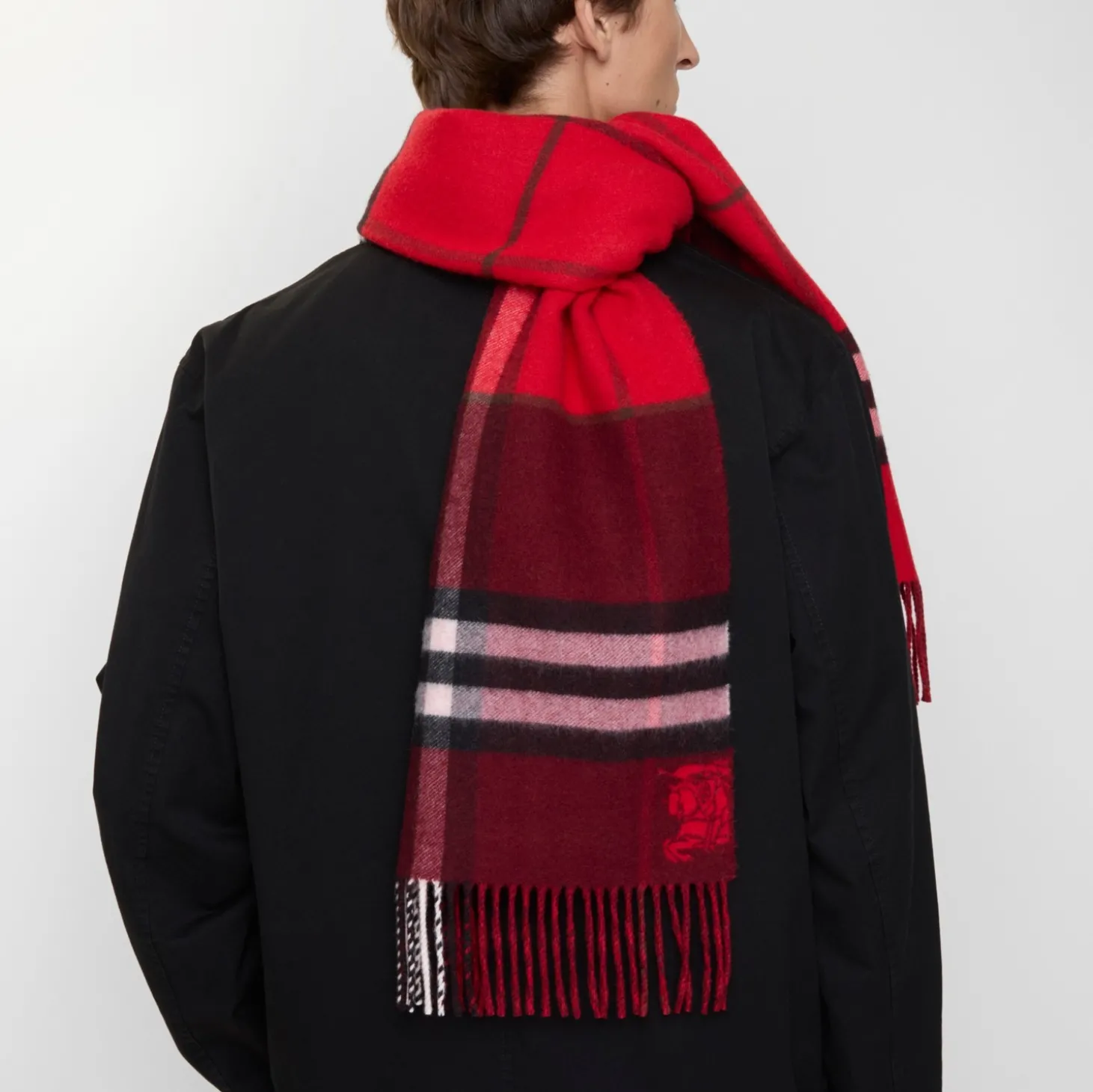 Contrast Check Cashmere Scarf