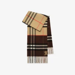 Contrast Check Cashmere Scarf
