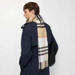 Contrast Check Cashmere Scarf