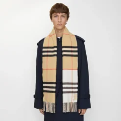 Contrast Check Cashmere Scarf