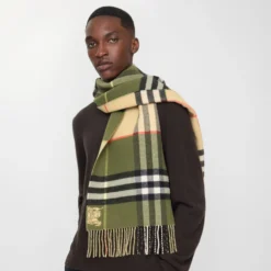Contrast Check Cashmere Scarf
