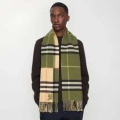 Contrast Check Cashmere Scarf