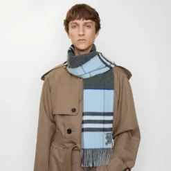 Contrast Check Cashmere Scarf