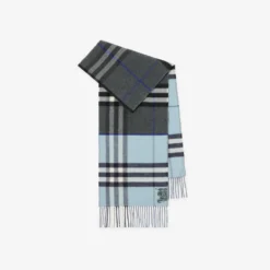 Contrast Check Cashmere Scarf