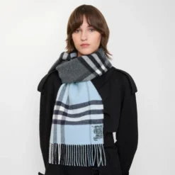 Contrast Check Cashmere Scarf
