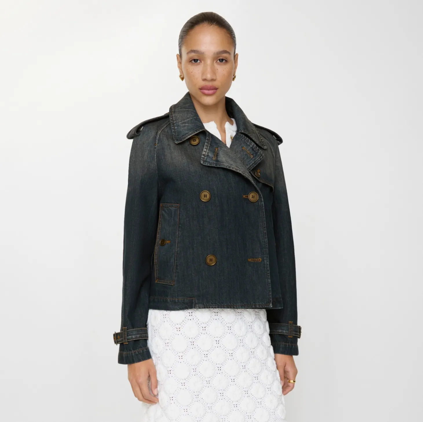 Cropped Denim Mayfair Trench Jacket