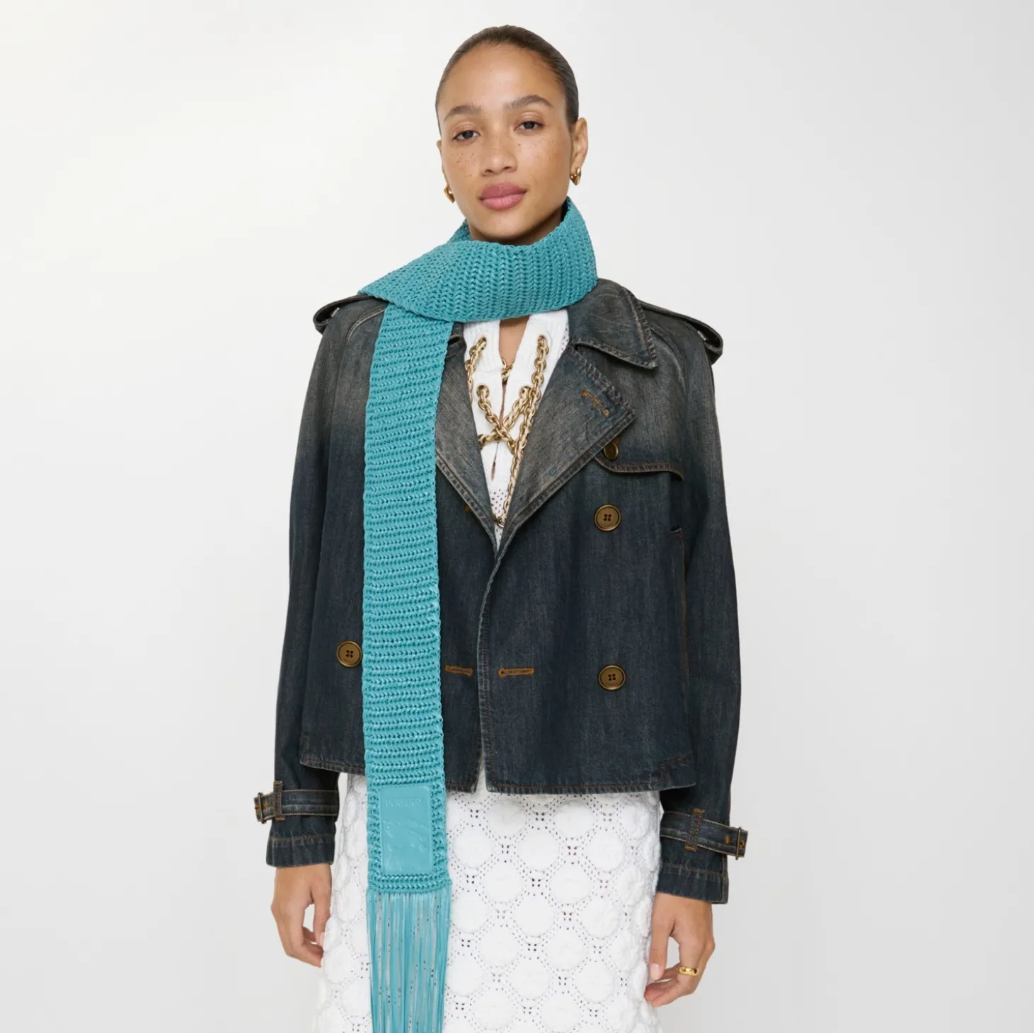 Cropped Denim Mayfair Trench Jacket