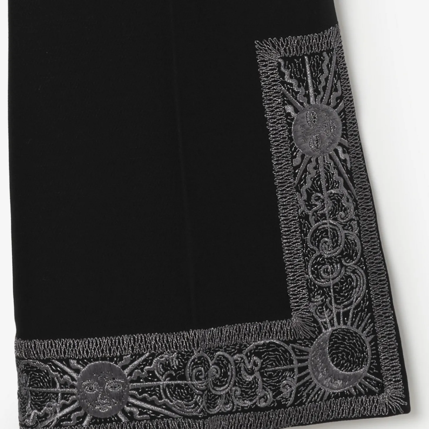 Cropped Embroidered Wool Silk Flared Trousers