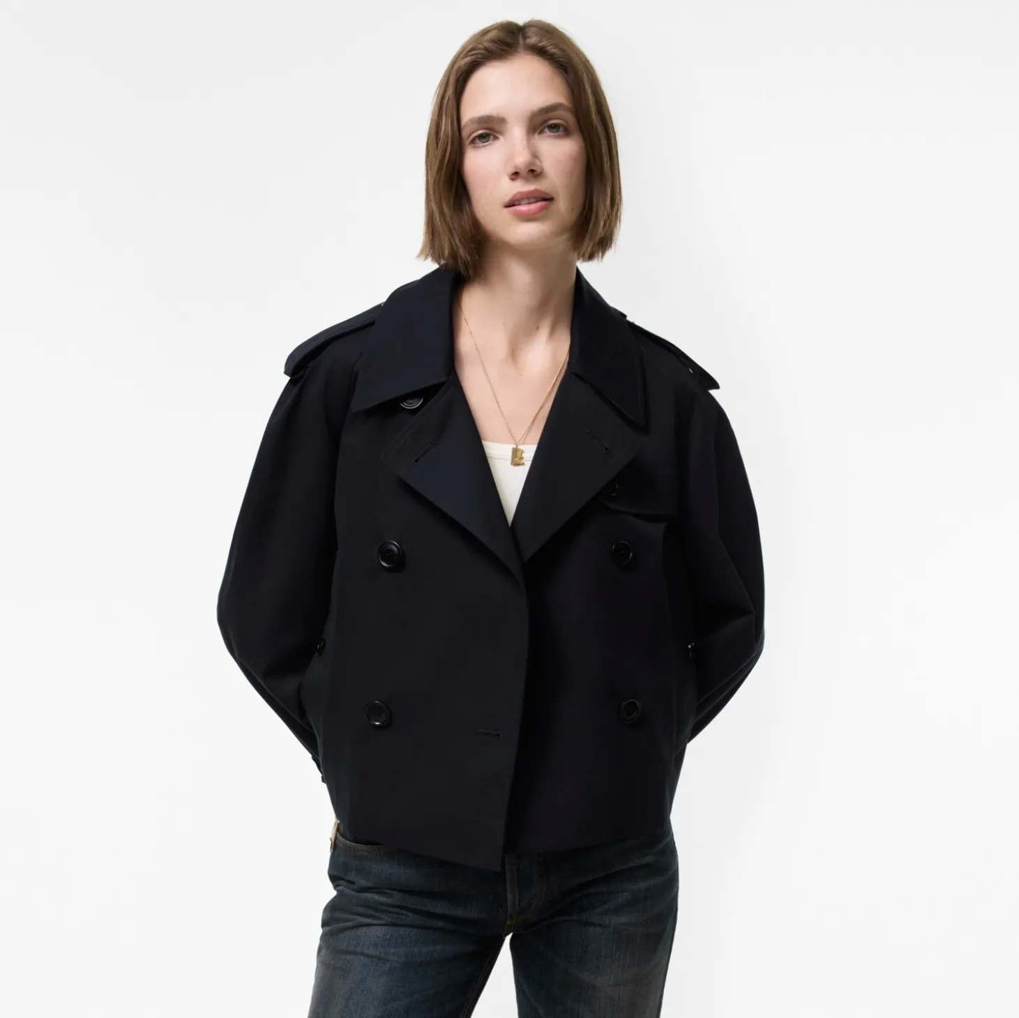 Cropped Gabardine Mayfair Trench Jacket