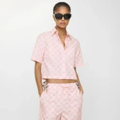 Cropped Knight Checkerboard​ Cotton Shirt