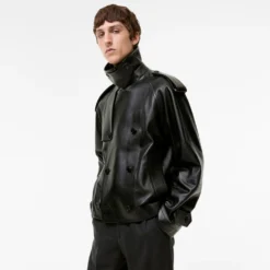 Cropped Leather Leadenham Trench Coat