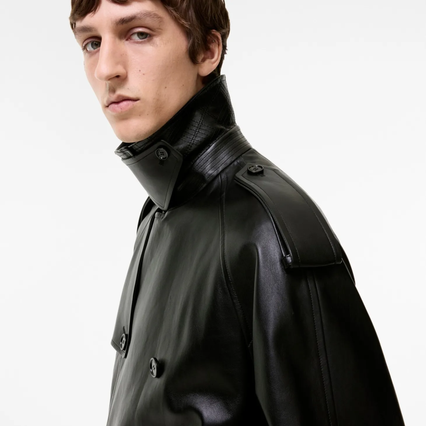 Cropped Leather Leadenham Trench Coat