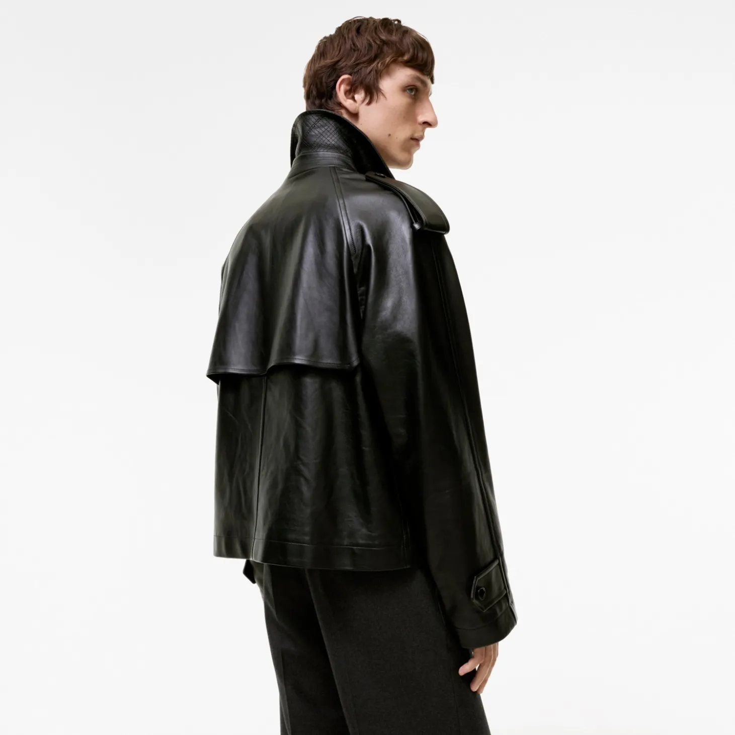 Cropped Leather Leadenham Trench Coat
