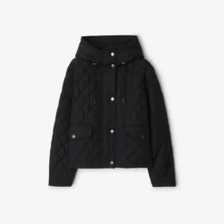 Cropped Quilted Nylon Hooded Jacket