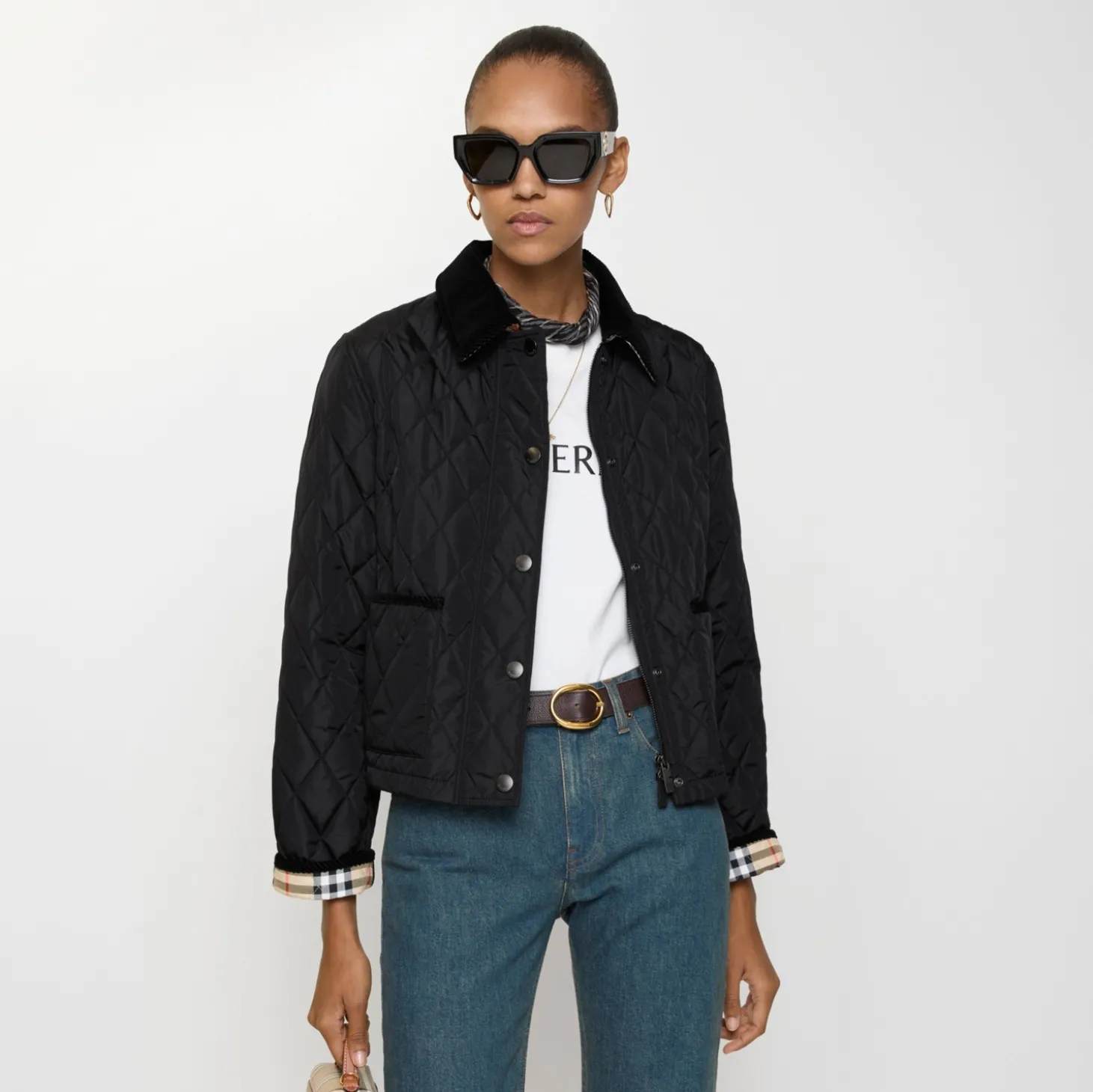 Cropped Quilted Nylon Jacket