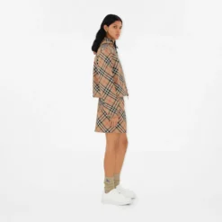 Cropped Reversible Check Hooded Jacket