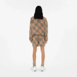 Cropped Reversible Check Hooded Jacket