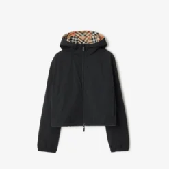 Cropped Reversible Check Jacket