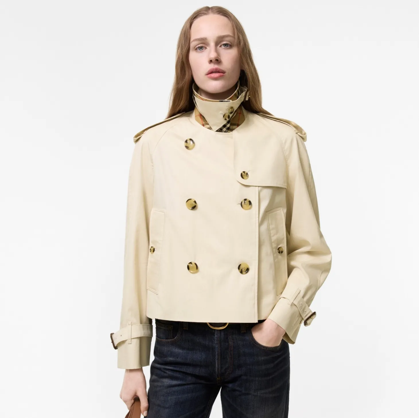Cropped Tropical Gabardine Mayfair Trench Jacket