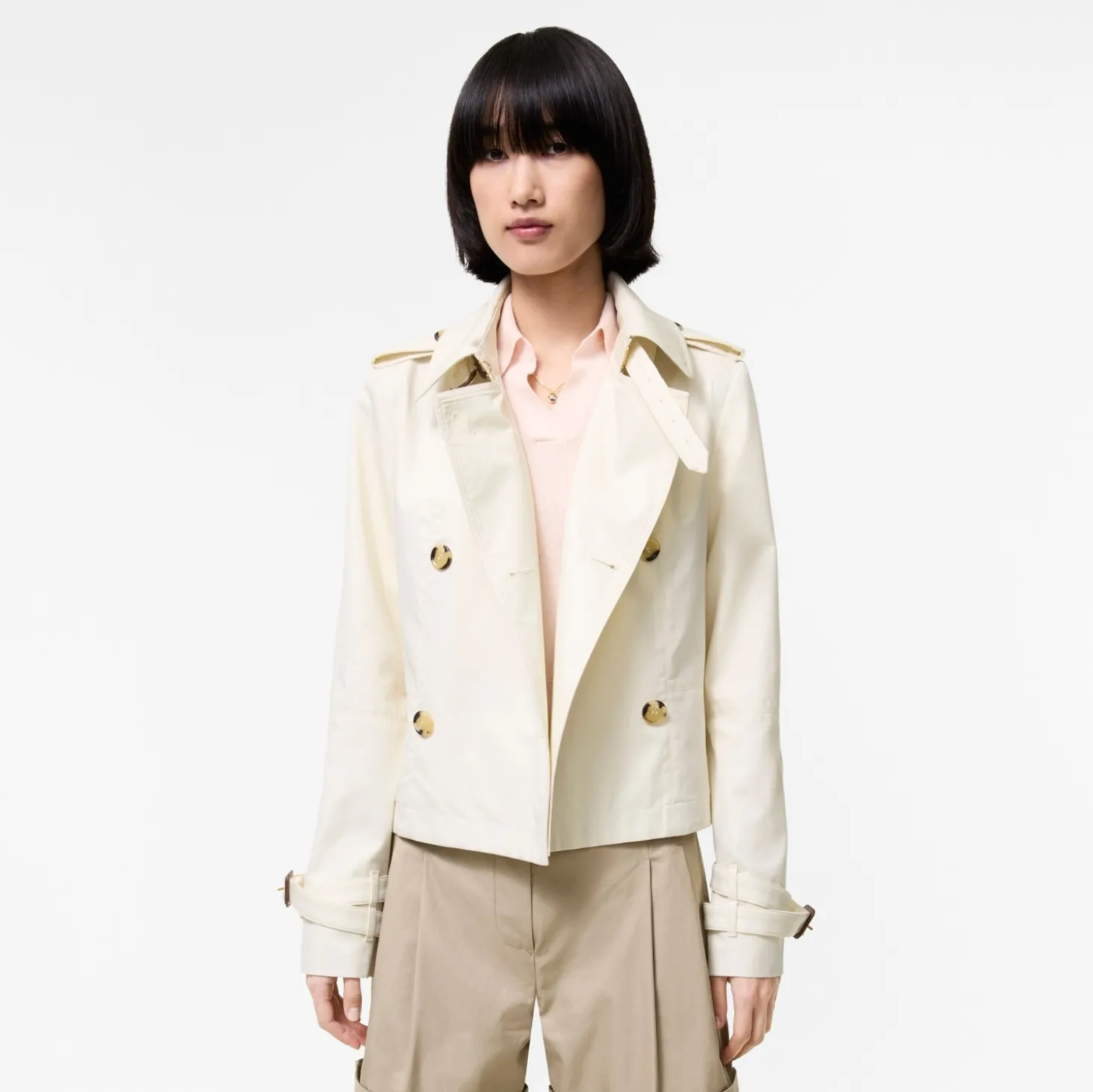 Cropped Tropical Gabardine Swarby Trench Jacket