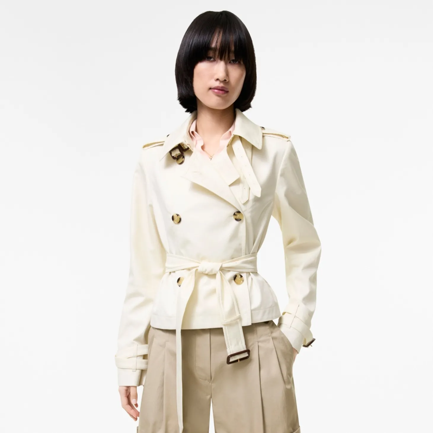Cropped Tropical Gabardine Swarby Trench Jacket