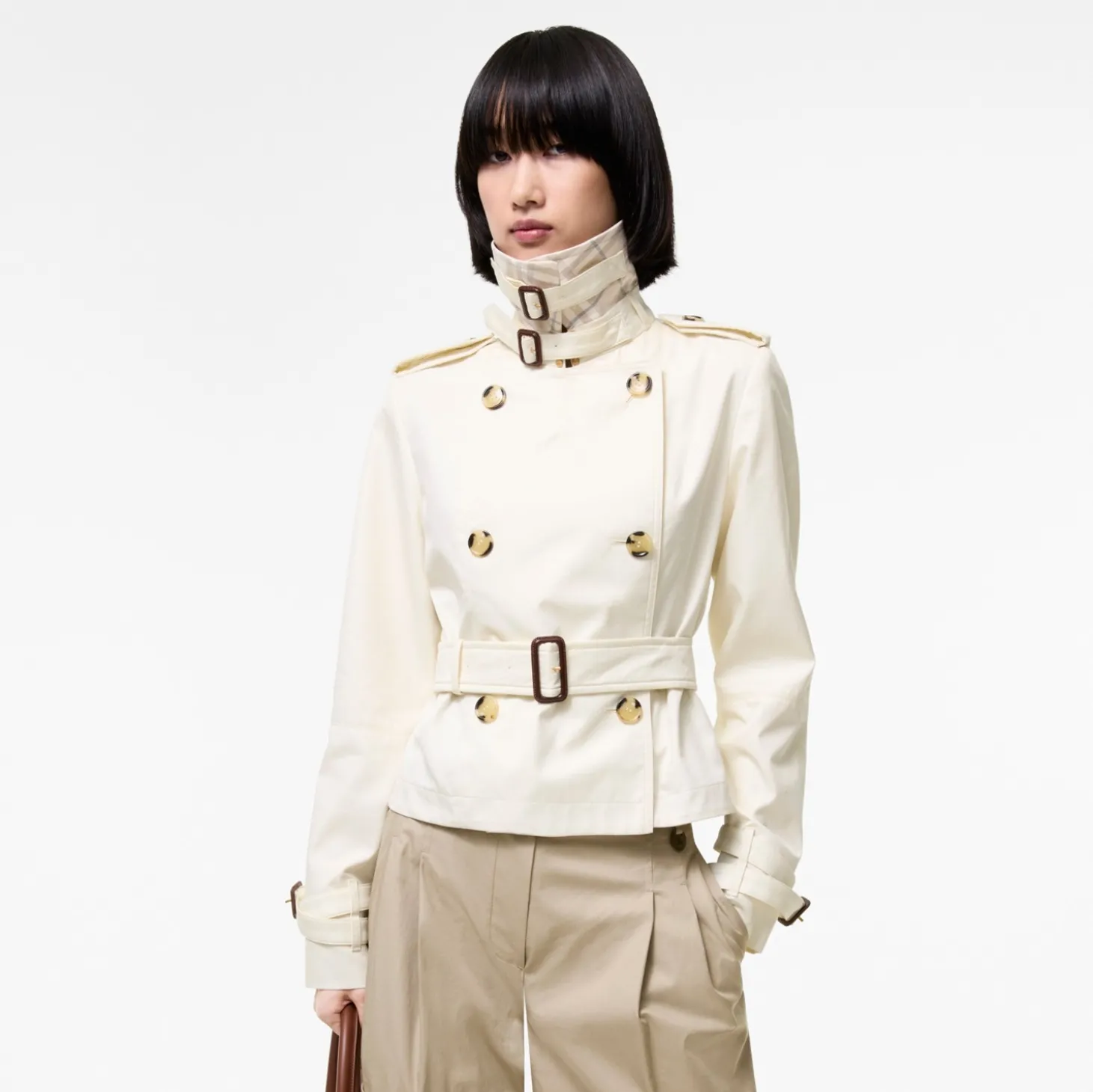 Cropped Tropical Gabardine Swarby Trench Jacket