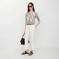 Cropped Wool Flared Trousers