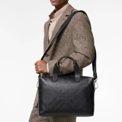 Embossed Check Briefcase