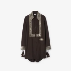 Embroidered Silk Shirt Dress