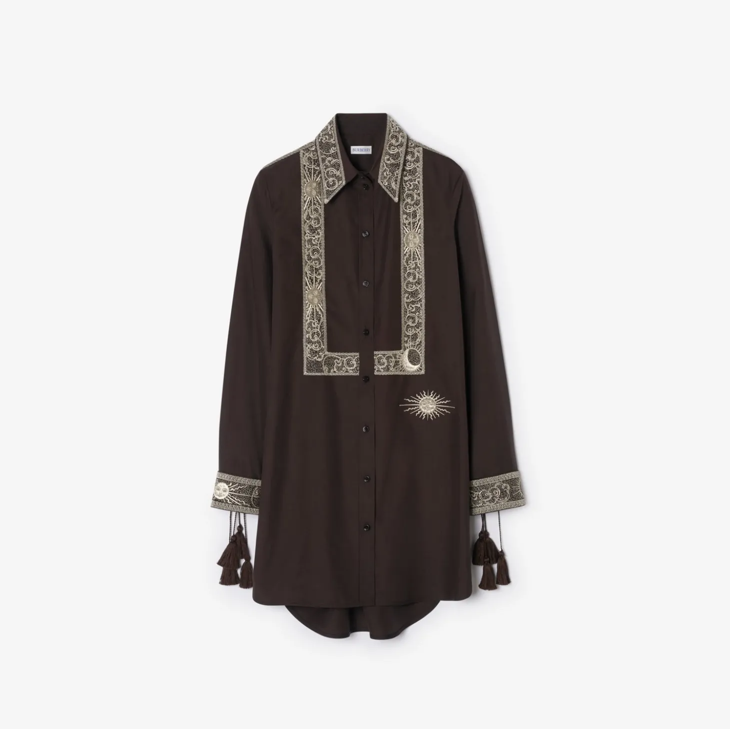 Embroidered Silk Shirt Dress