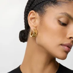 Engraved Check Hoop Earrings