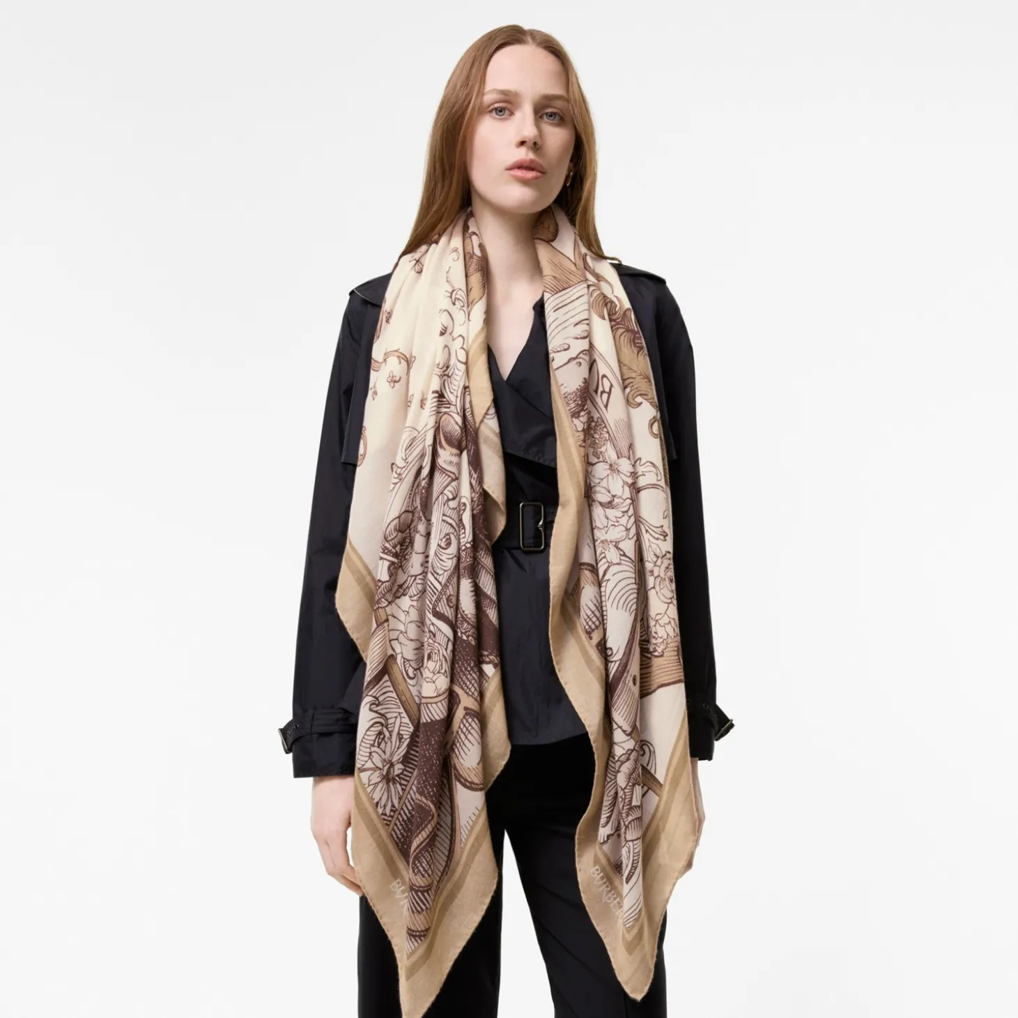 Etched Knight Cashmere Silk Scarf