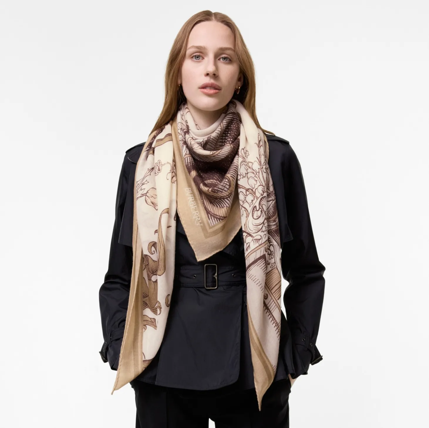 Etched Knight Cashmere Silk Scarf