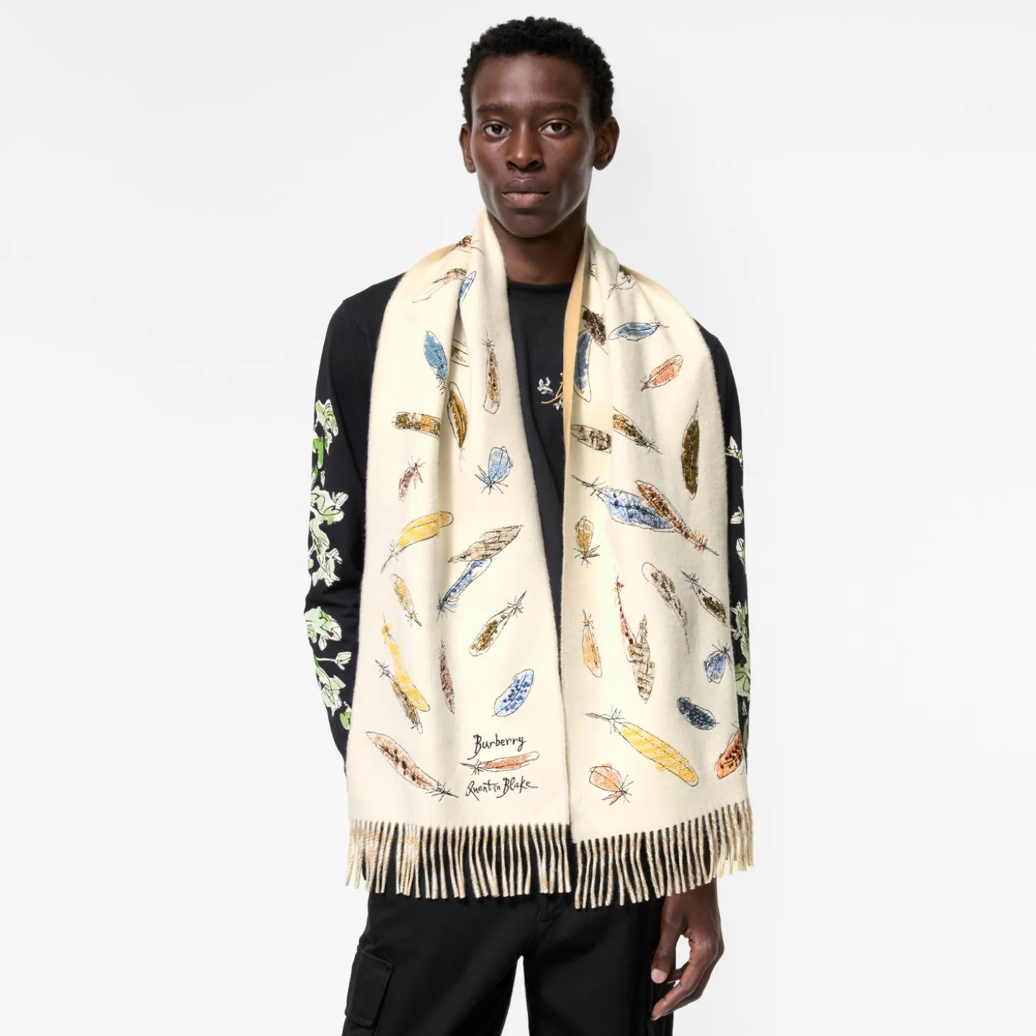 Feather Print Cashmere Scarf